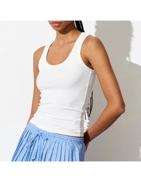 Lumina canotta basic in costina bianca