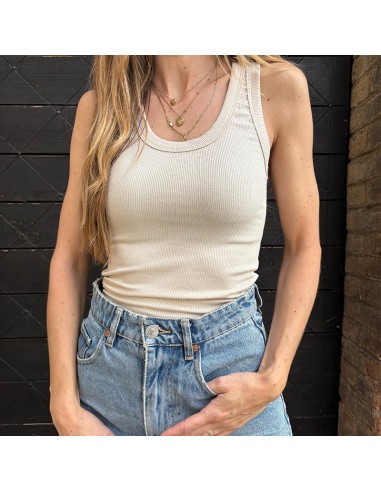 Lumina canotta basic in costina beige