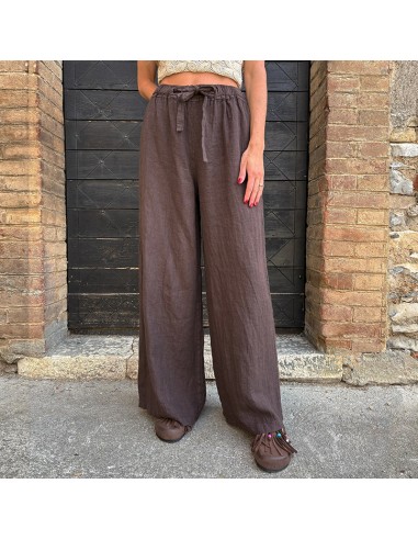 Pantalone 100% lino testa di moro