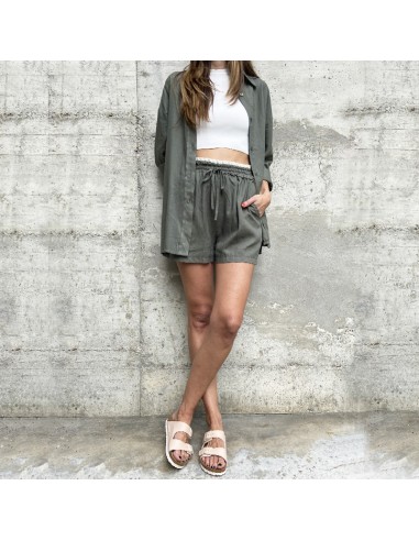 Completo in lino verde camicia + bermuda