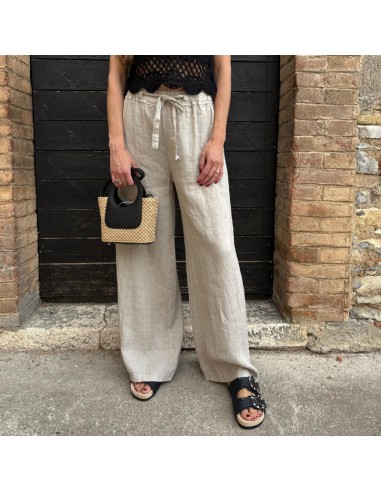 Pantalone 100% lino tortora