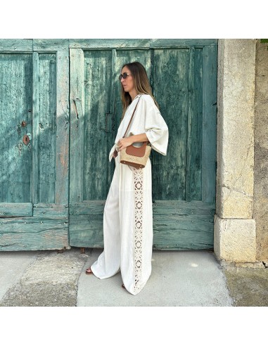 Lumina pantalone in lino beige con banda