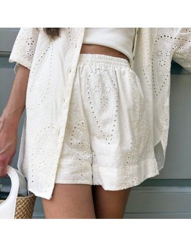 Lumina short in pizzo sangallo bianco