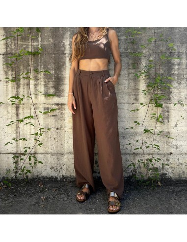 Colpleto in cotone top + pantalone marrone