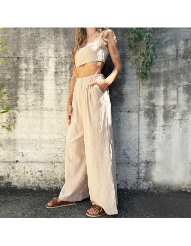 Completo in cotone top+pantalone ecru