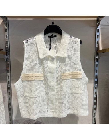 Lumina gilet crochet 100% Cotone bianco