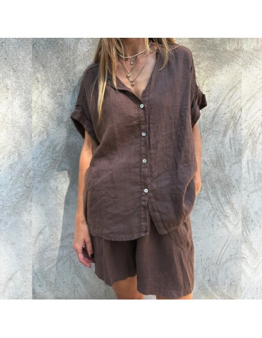 Camicia coreana lino moro