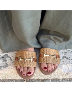 Ciabattina in pelle e rafia... 2