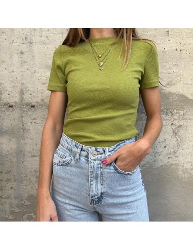 Lumina t-shirt a costine verde
