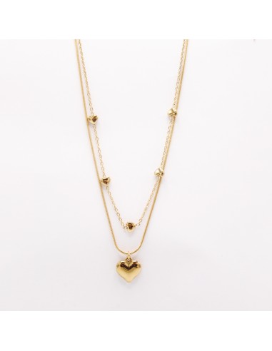 Collana doppia in acciaio con cuori