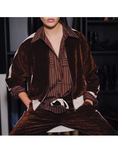 Lumina camicia a righe marrone LD3407