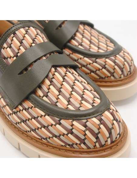 Pasinetti mocassino in rafia multicolor / verde