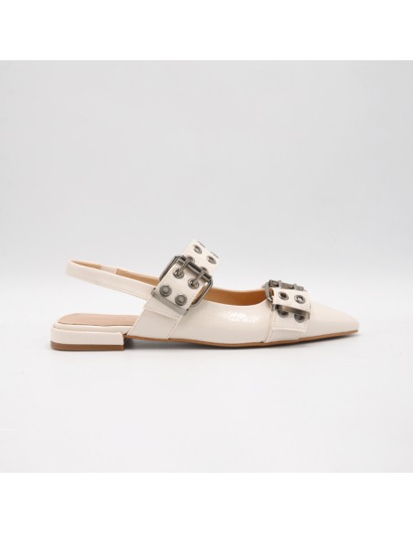 Pasinetti ballerina burro con anelli e fibbie