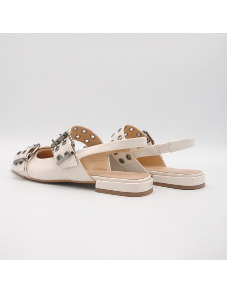 Pasinetti ballerina burro con anelli e fibbie