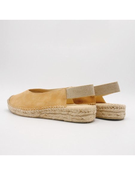 Slingback espadrillas in in pelle scamosciata cuoio