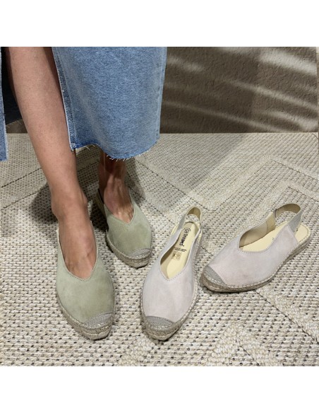 Slingback espadrillasin in pelle scamosciata verde
