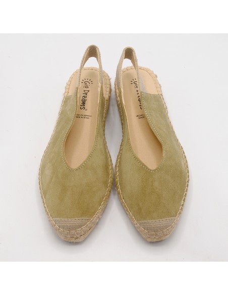 Slingback espadrillasin in pelle scamosciata verde