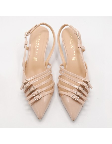 Pasinetti decolleté nude con 5 fibbie