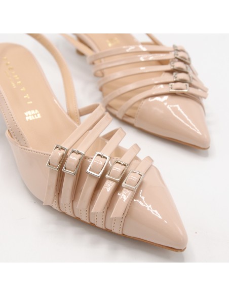 Pasinetti decolleté nude con 5 fibbie