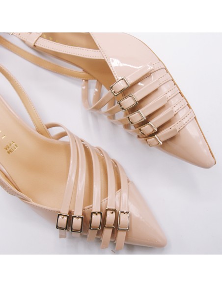 Pasinetti decolleté nude con 5 fibbie