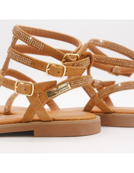 Les Tropeziennes sandalo cuoio con strass