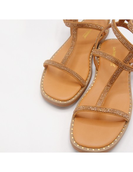 Les Tropeziennes sandalo cuoio con strass