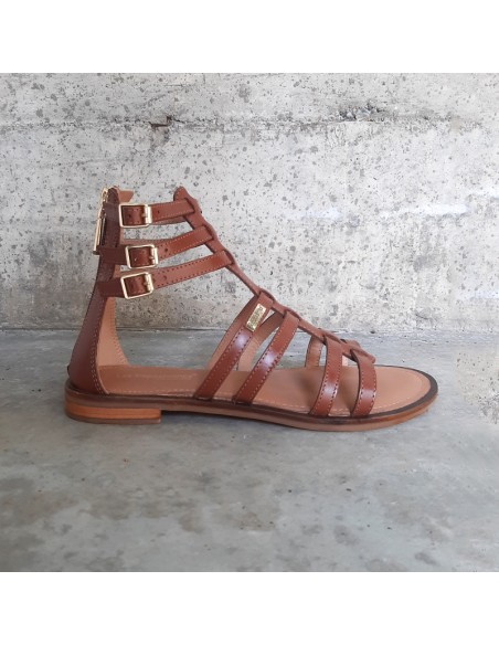 Les Tropeziennes Hachille sandalo gladiator cuoio