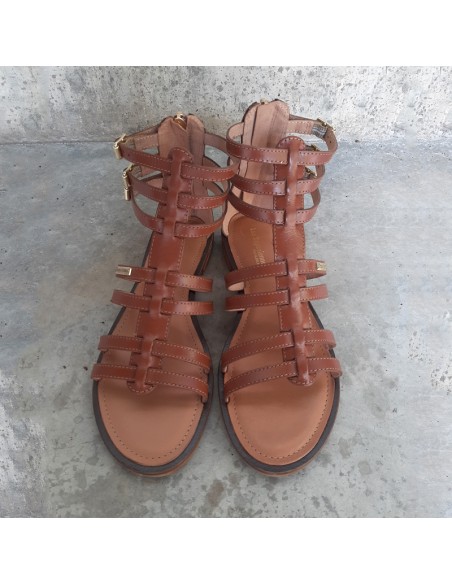 Les Tropeziennes Hachille sandalo gladiator cuoio