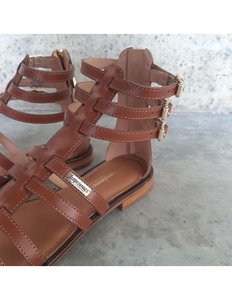 Les Tropeziennes Hachille sandalo gladiator cuoio