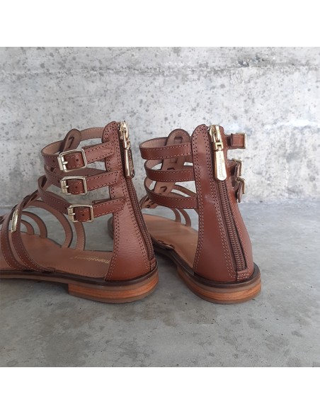 Les Tropeziennes Hachille sandalo gladiator cuoio