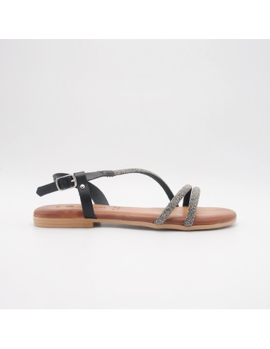 Dorea sandali in pelle nero con strass