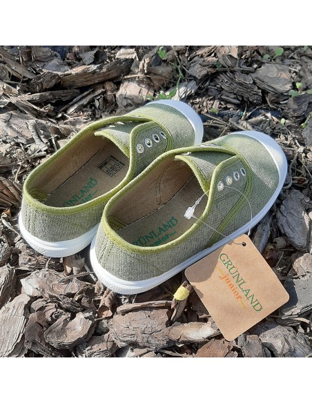 Grunland sneakers in tela oliva