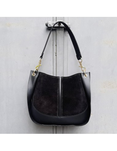 Pasinetti borsa combinata camoscio+pelle nera