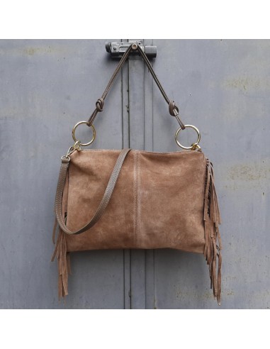 Pasinetti maxi-borsa in camoscio e frange fango