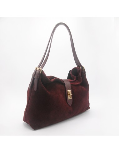 Pasinetti borsa in camoscio doppio manico bordeaux