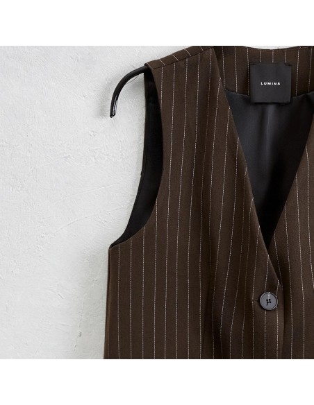 Lumina gilet gessato marrone L9324