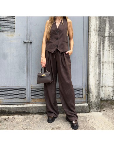 Lumina gilet gessato marrone L9324