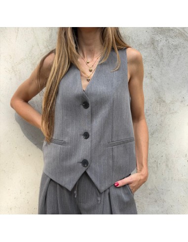 Lumina gilet gessato grigio L9324