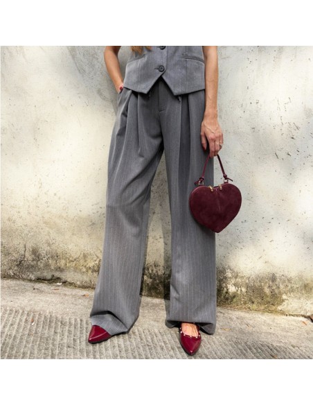 Lumina pantalone gessato gigio L9324