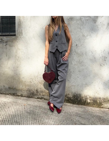 Lumina pantalone gessato gigio L9324