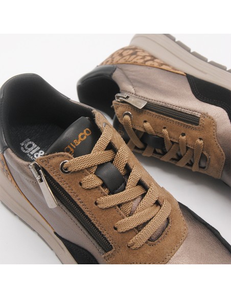 IGI&CO 6672566 sneakers in pelle bronzo ed animalier