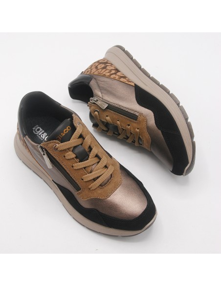IGI&CO 6672566 sneakers in pelle bronzo ed animalier