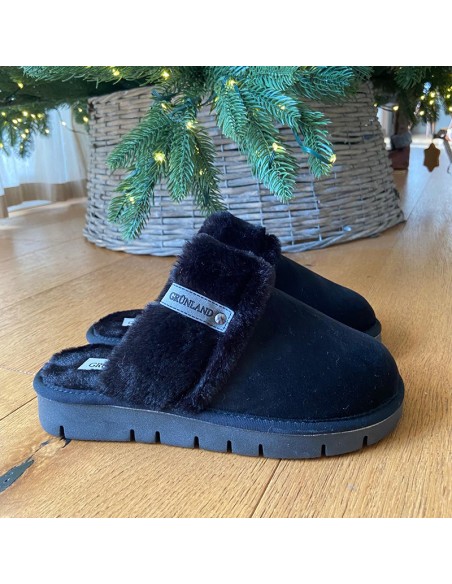 GRUNLAND CI3023 G7LOXI NERO ciabatta con banda peluches nero