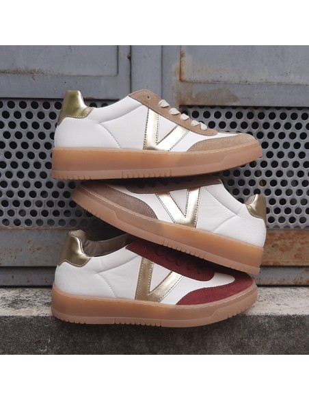 Victoria sneakers in pelle bianca/ambra