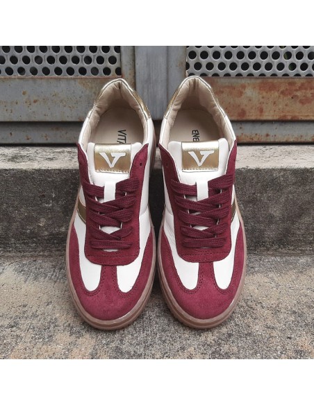Vitamina sneakersin pelle bianco/bordeaux