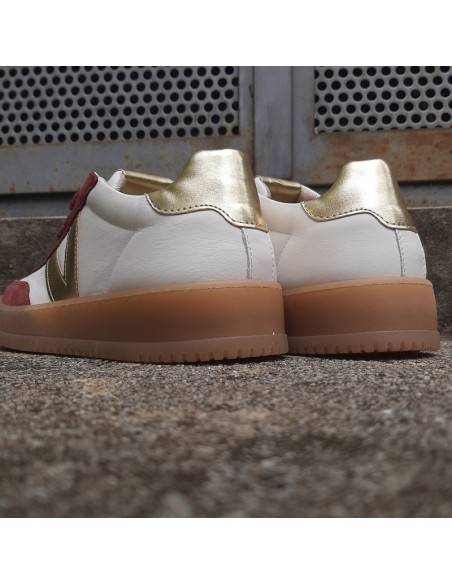 Vitamina sneakersin pelle bianco/bordeaux