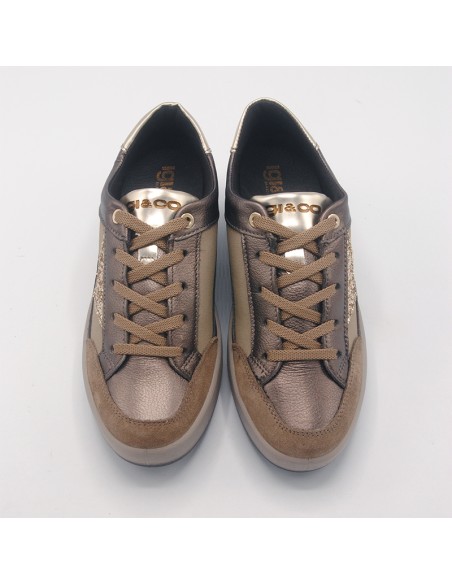 IGI&CO 6668511 Sneakers in pelle bronzo con glitter