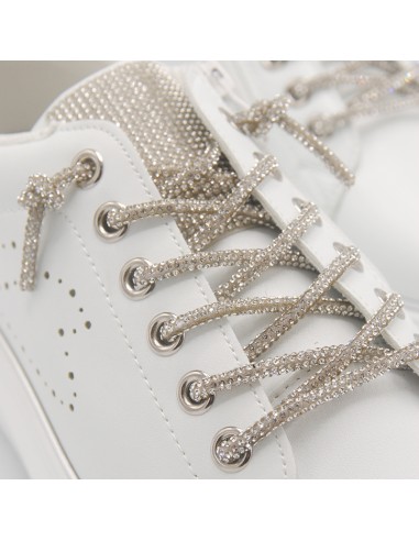 Sneakers bianca con strass argento