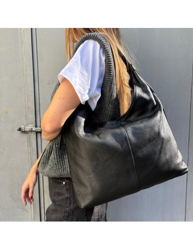 Maxi-bag in pelle nera
