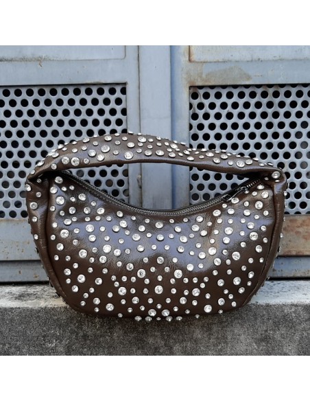 Borsa full-strass marrone